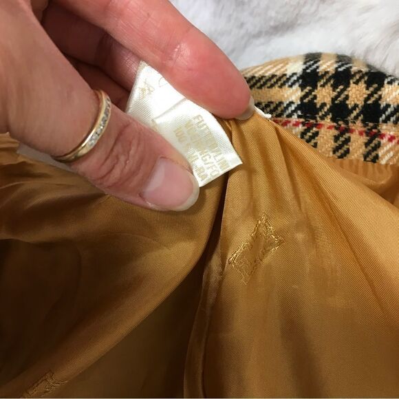 Escada Vintage 100% Cashmere Blazer Brown Plaid Preppy Three Button Coat XS - Picture 13 of 16